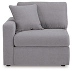 Granite gray LAF corner chair with two back cushions and wide seat