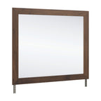 Janfyn bedroom mirror with dark brown wood frame and angled legs