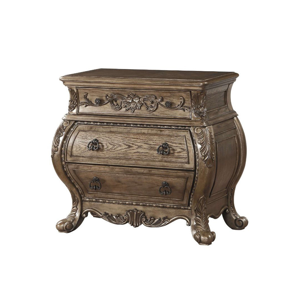 Vintage Oak 3-Drawer Nightstand - Bedroom Furniture Storage