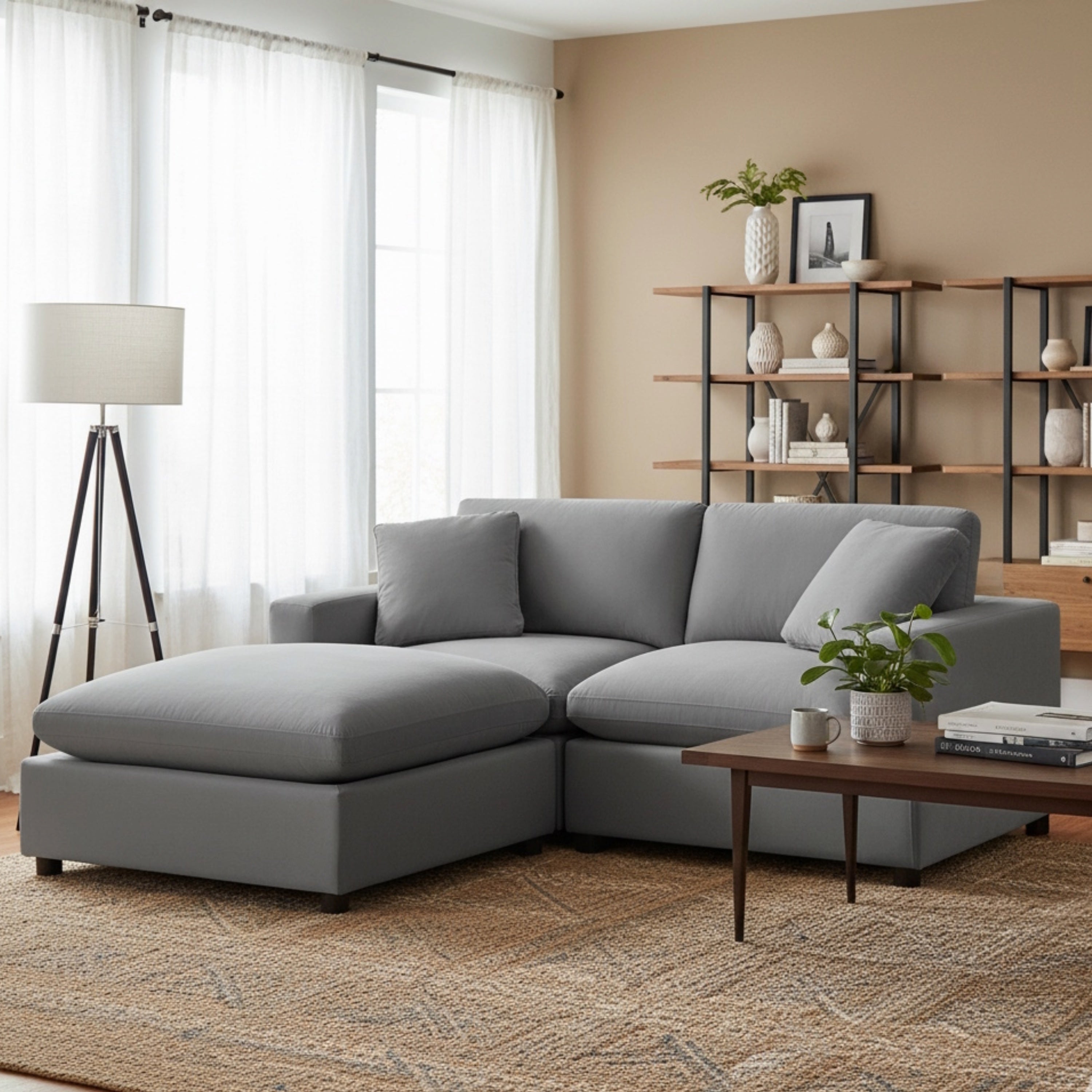 Caylie Modular 3-Piece Charcoal Chofa | Sectional Sofa
