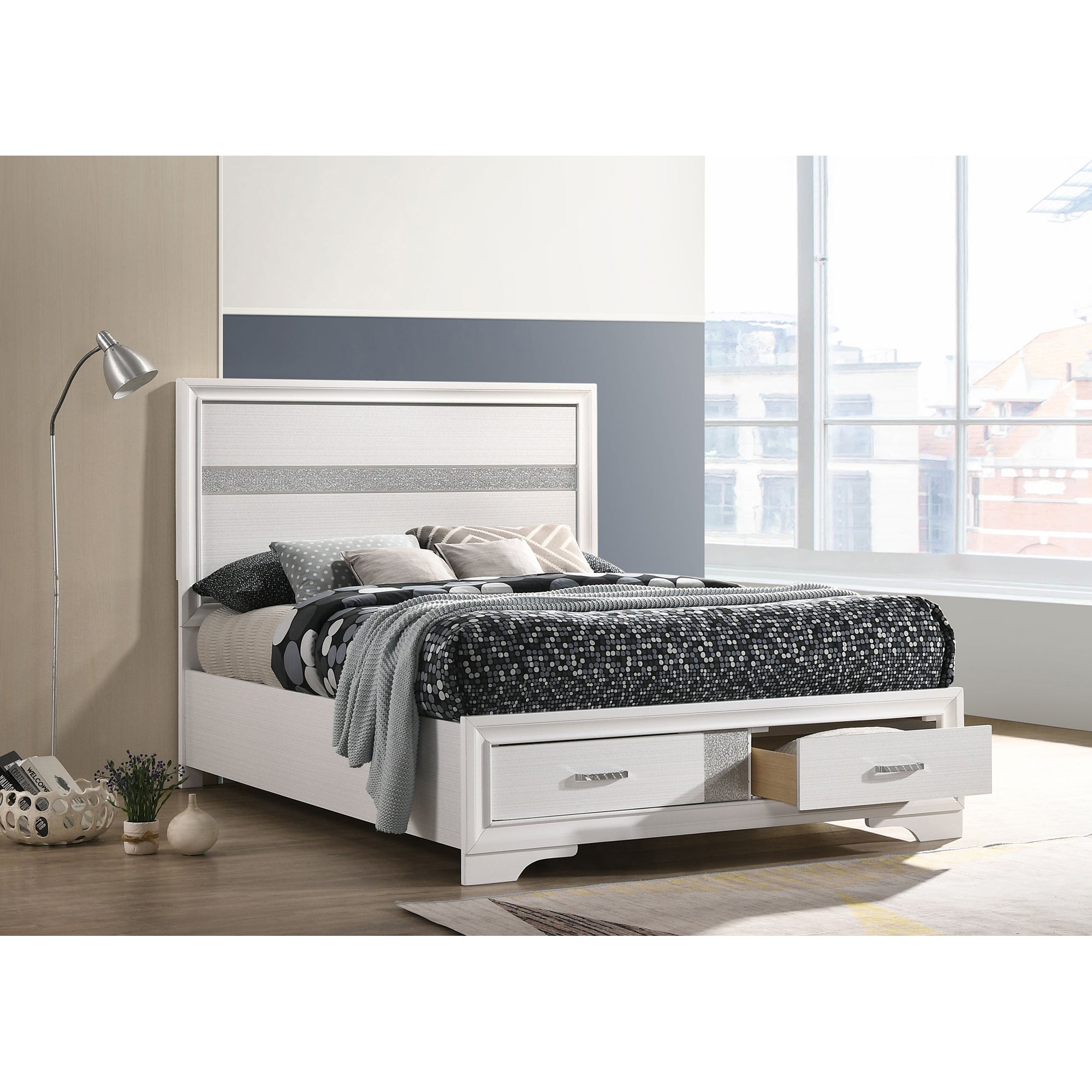 Urbana White Full Storage Panel Bed | Space-Saving Design