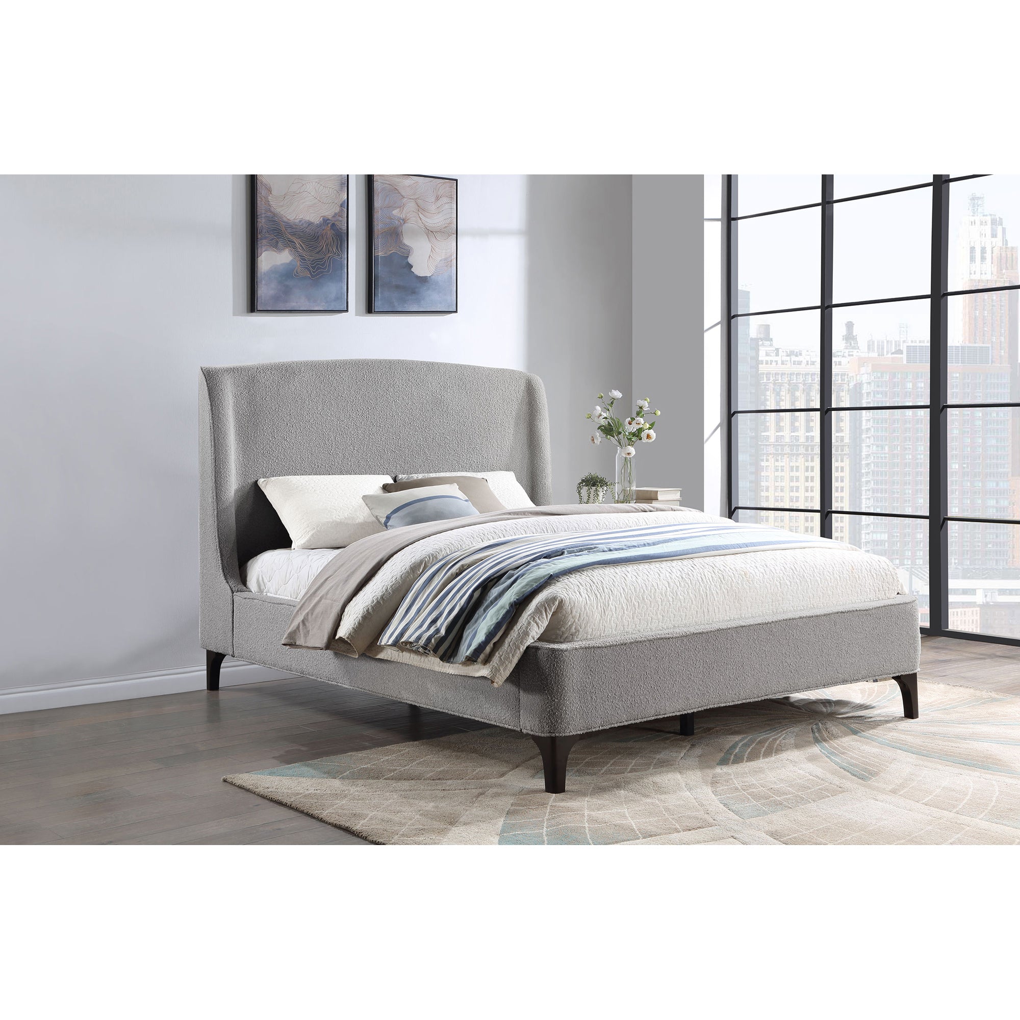 Eastern King Platform Bed - Harper Light Grey