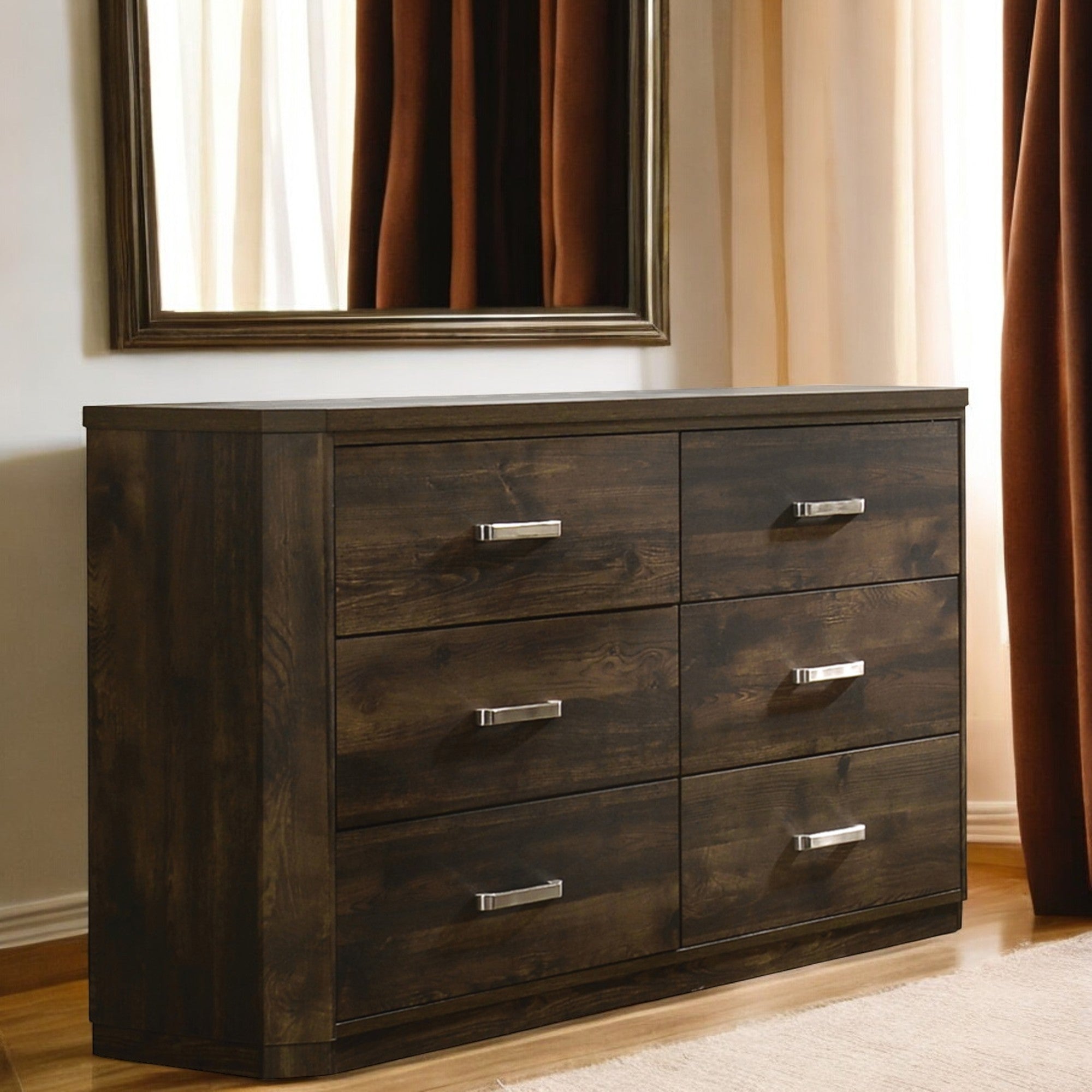 Elettra Rustic Walnut Finish Dresser | Bedroom Storage Chest