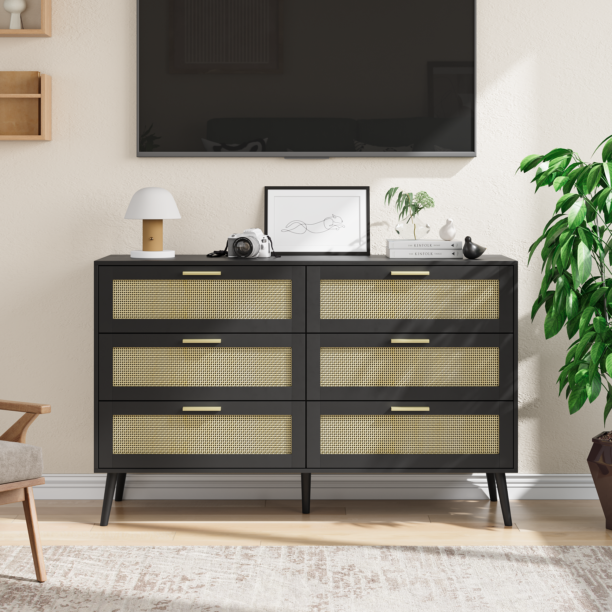 Rattan Dresser | 6-Drawer Chest for Bedroom
