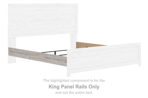 Gray king panel bed rails with flat panel design