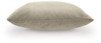 Jaxkins square pillow in light gray fabric, side view