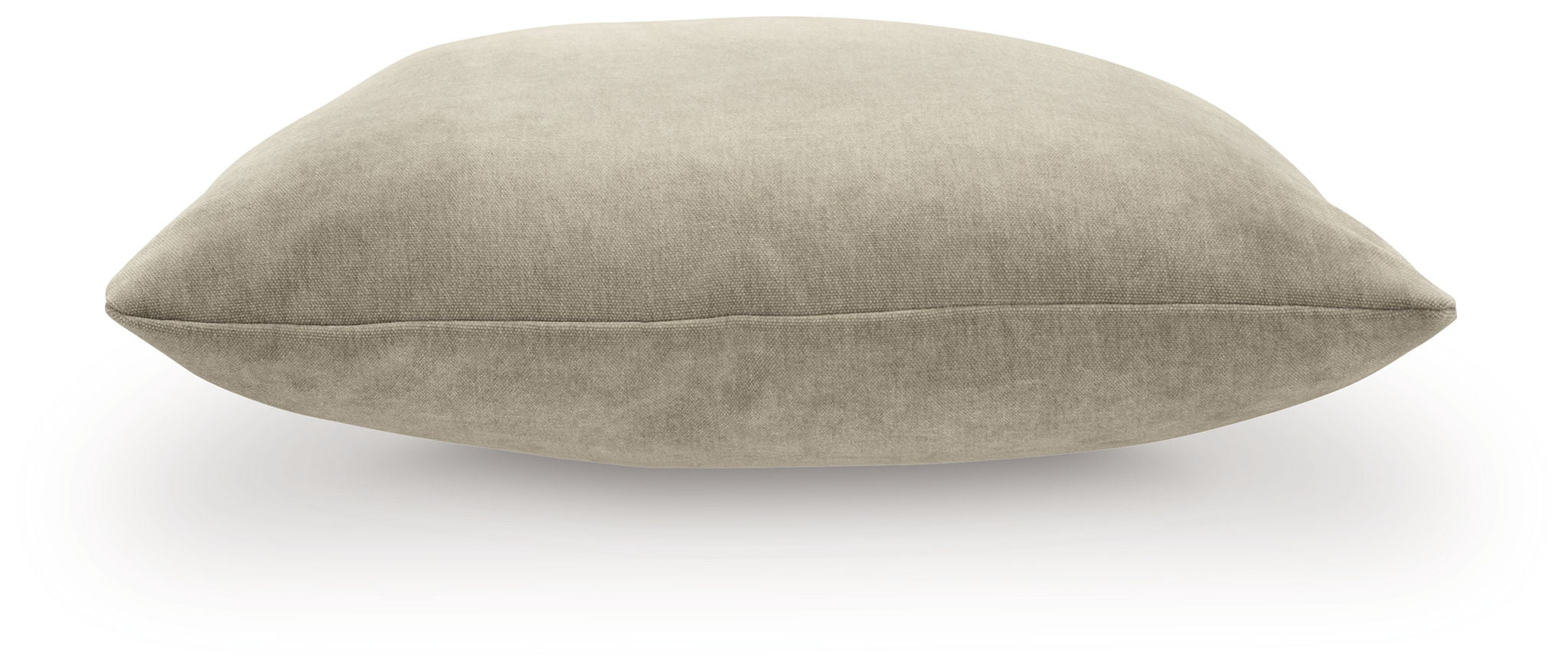 Jaxkins square pillow in light gray fabric, side view