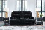 Onyx double reclining loveseat with plush padded arms and padded back cushions