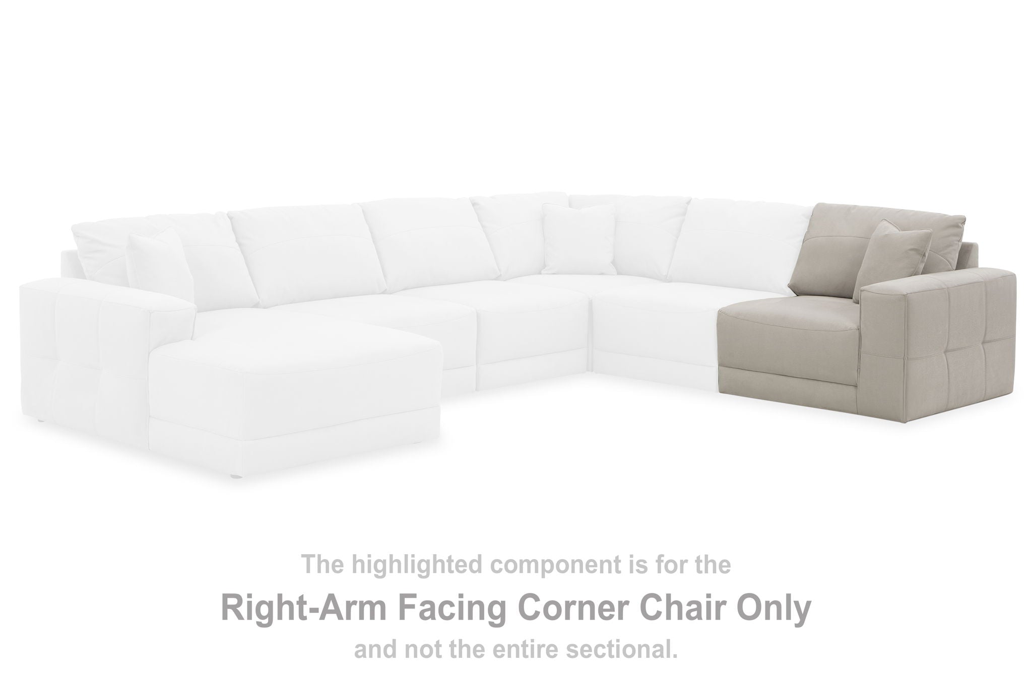 Light gray right-facing corner chair section with back cushions and square arms