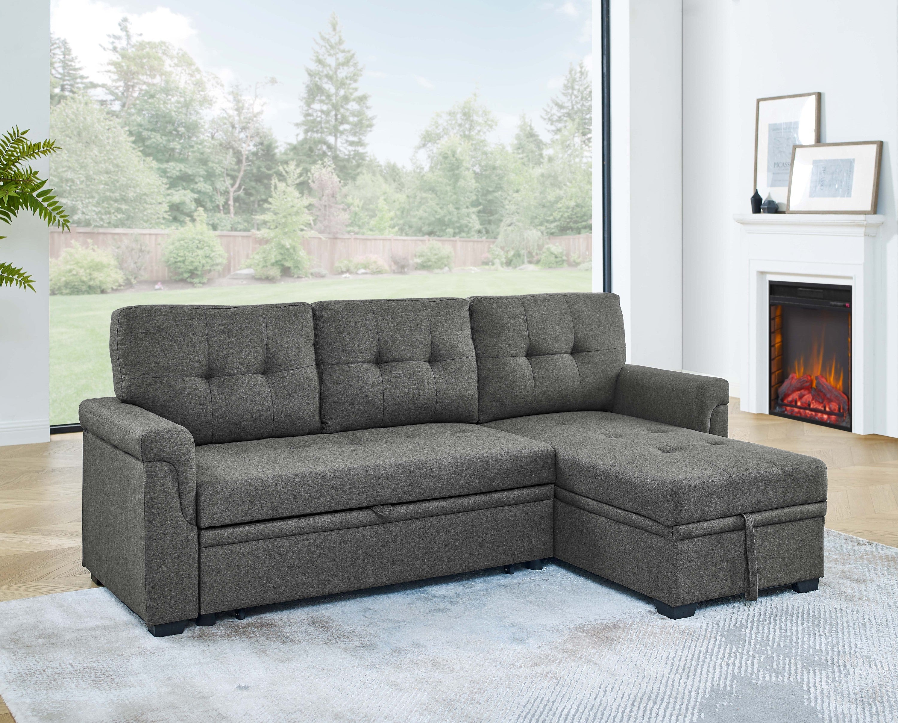 86" Upholstered Pull-Out Sofa Bed - Stylish & Comfortable