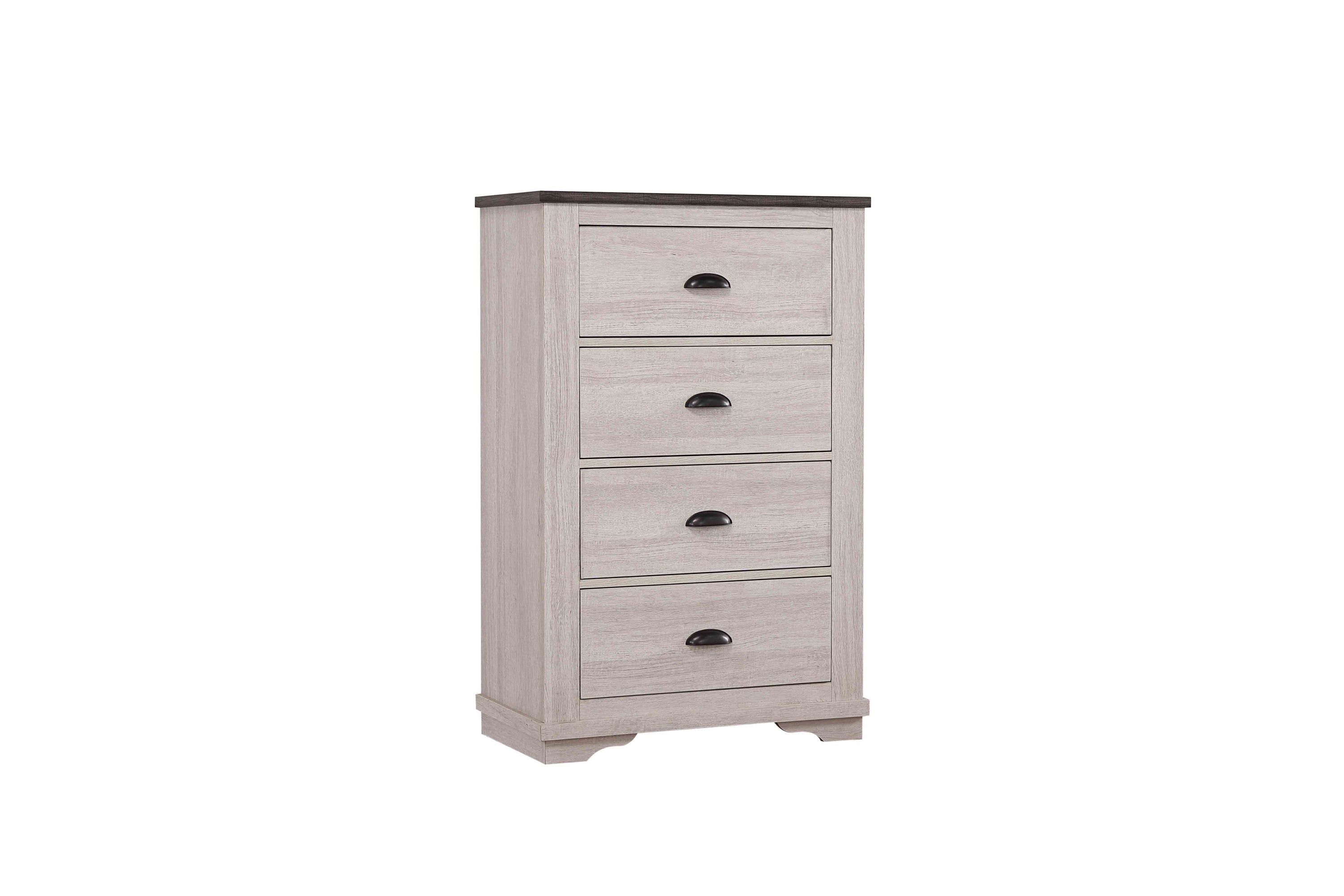 Modern Rustic Chalk Gray 4-Drawer Wood Bedside Chest Furniture
