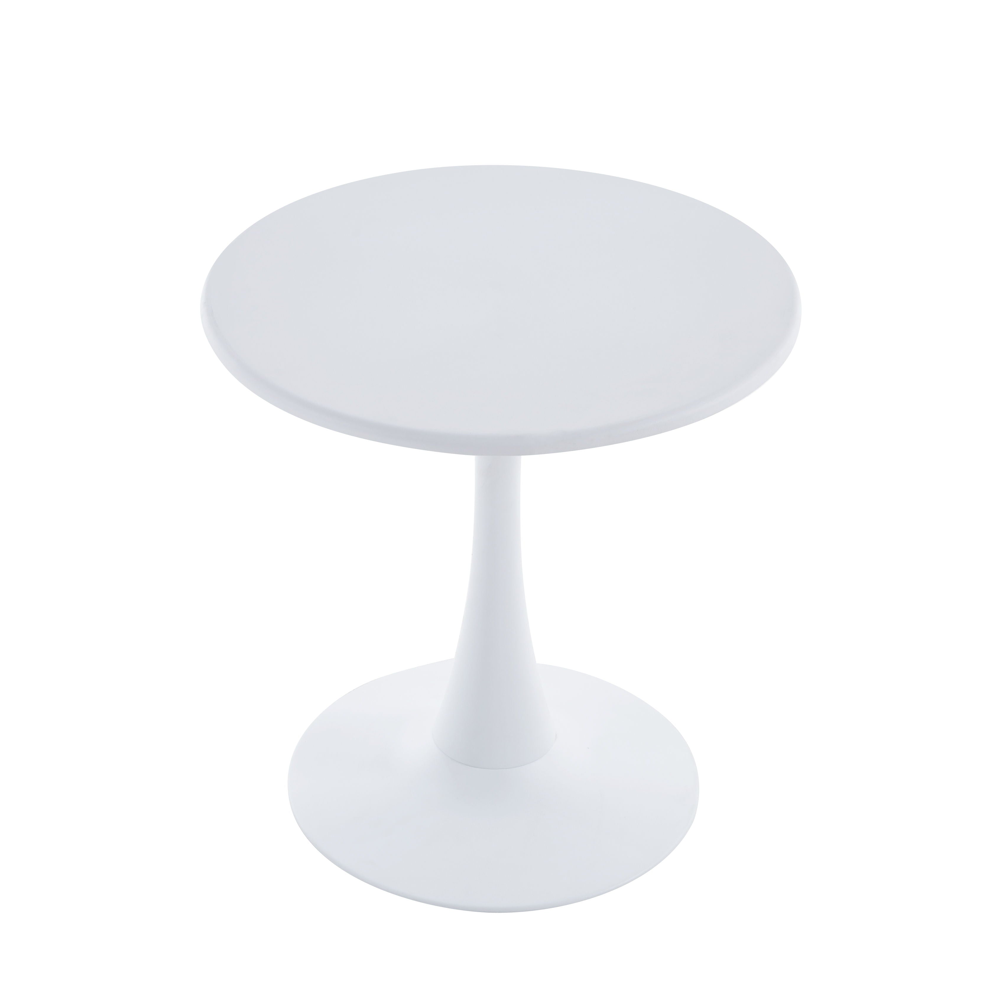 Modern Solid Metal Base White Round End Table