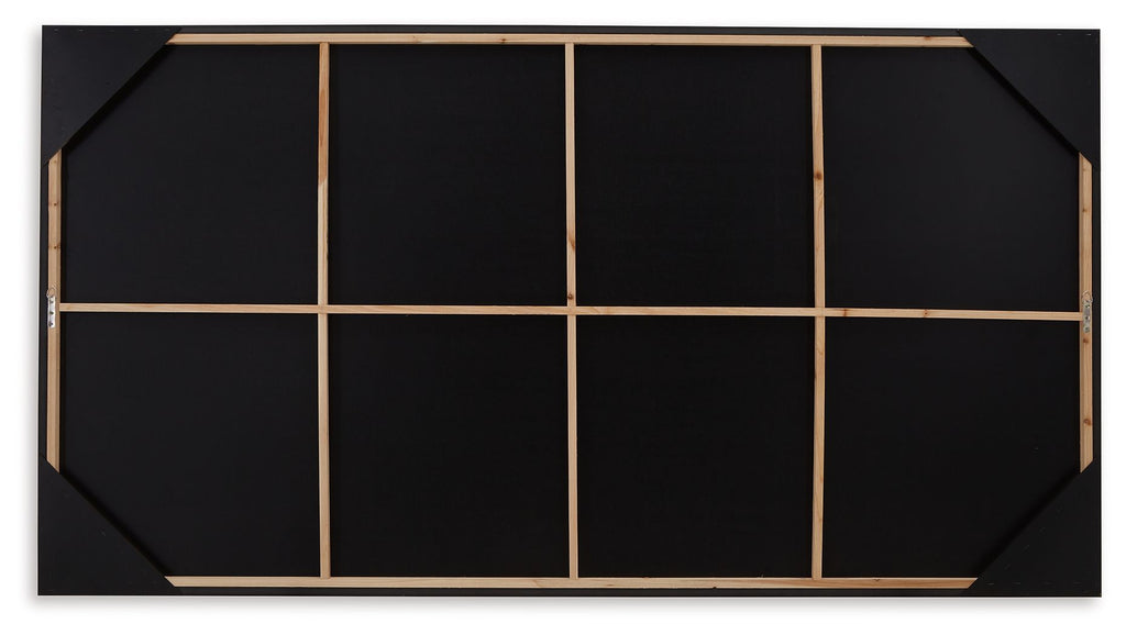 Wall art frame with grid backing and black panels on back side
