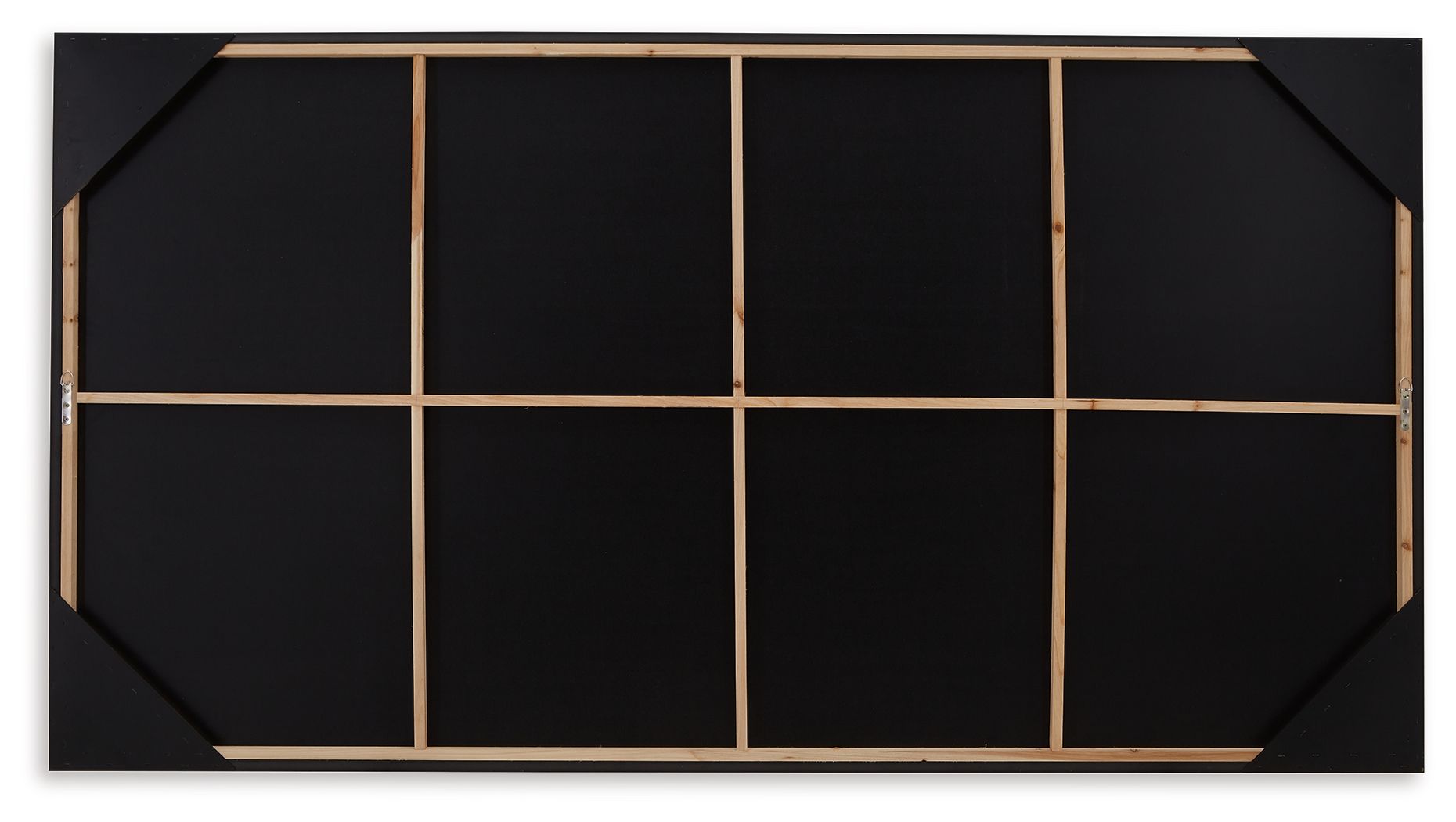 Wall art frame with grid backing and black panels on back side