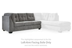 Left-arm sectional sofa in gray with a white chaise, tufted seat and back