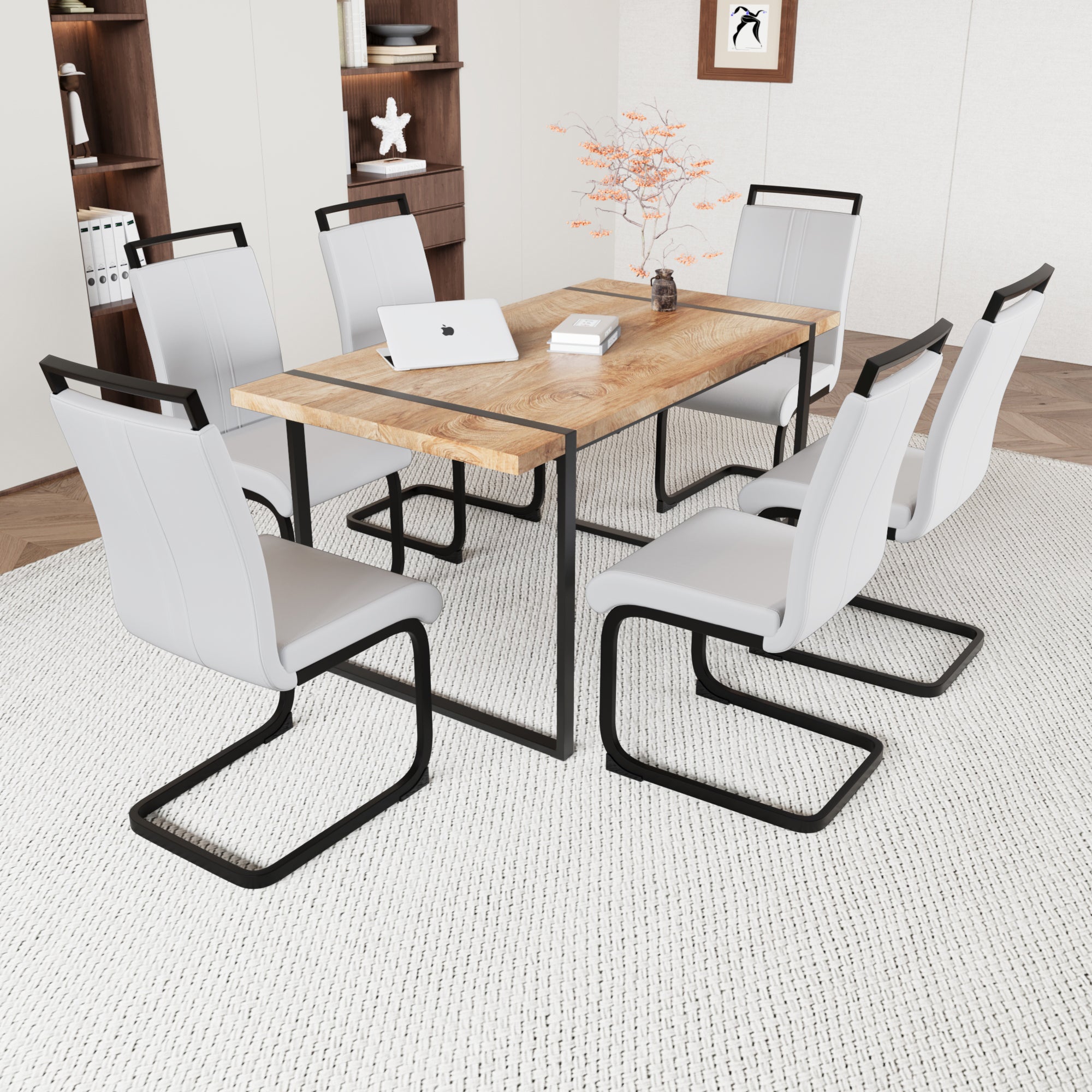 59" Rustic Industrial Dining Table Set for 6