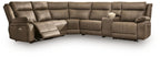 Max-Media power reclining sectional sofa in biscotti, corner chaise and power recliners