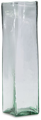 Taylow green glass vase with straight sides and wide top opening