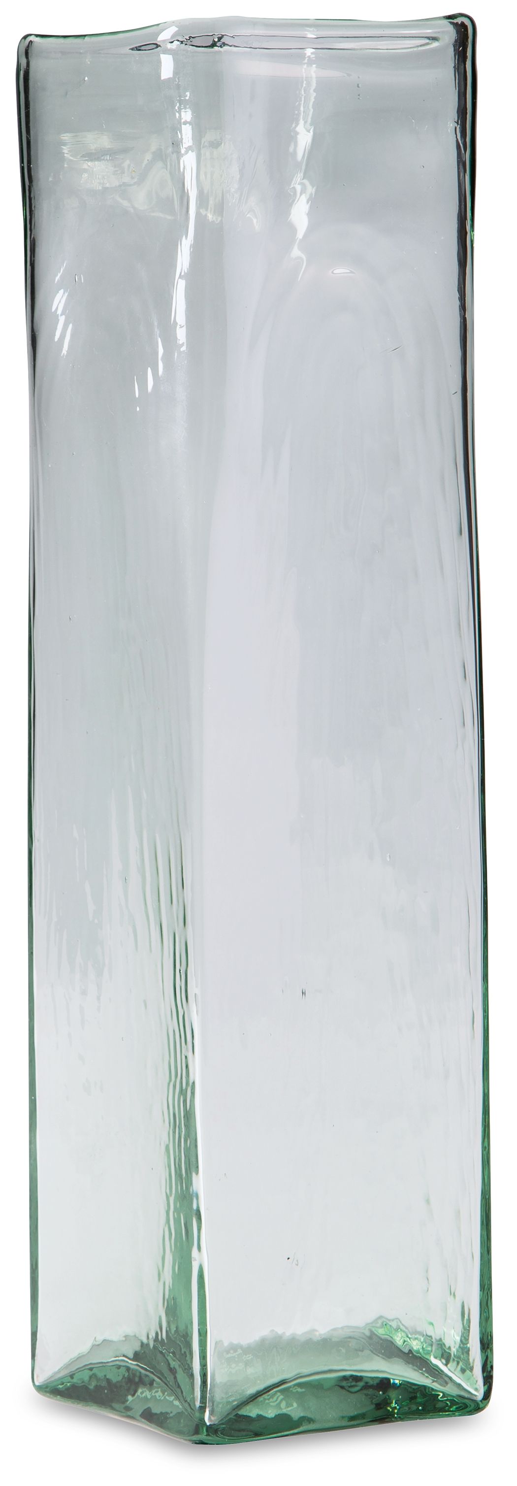 Taylow green glass vase with straight sides and wide top opening