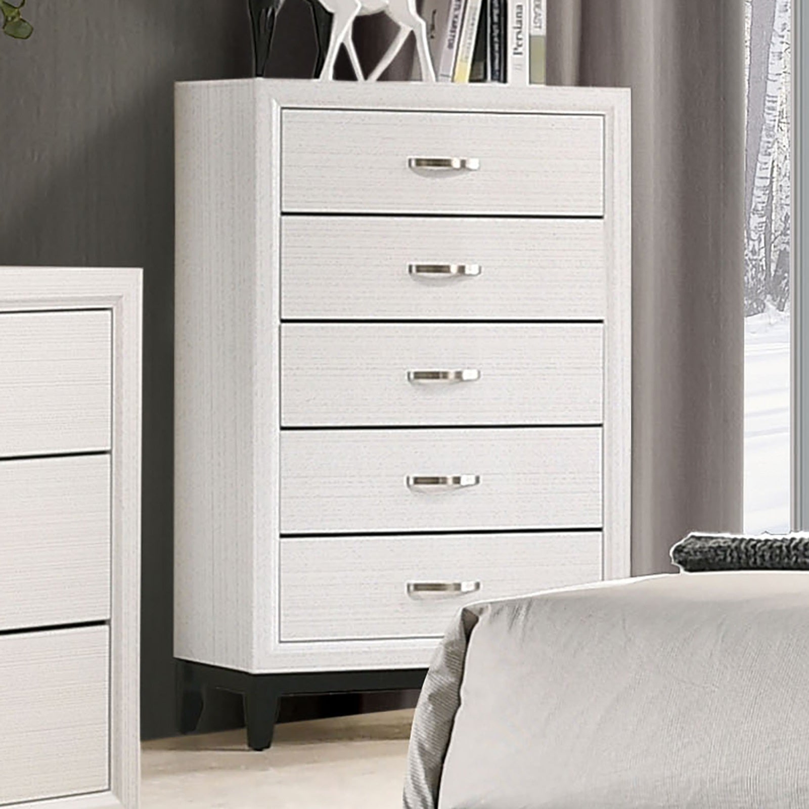 White Contemporary Bedroom Chest Two-Tone Modern Design