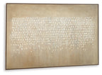 Rectangular framed wall art featuring pale beige abstract dot grid on brown