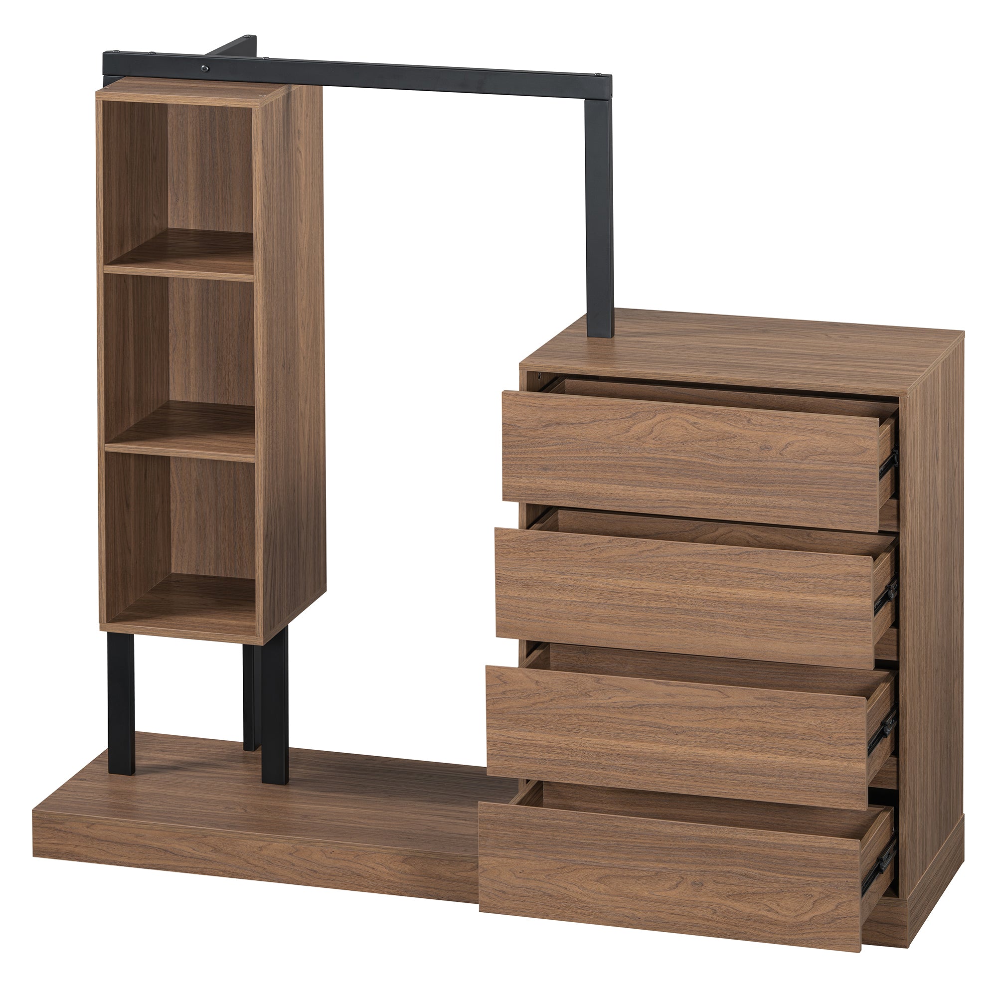 Espresso Wardrobe with Drawers & Shelves