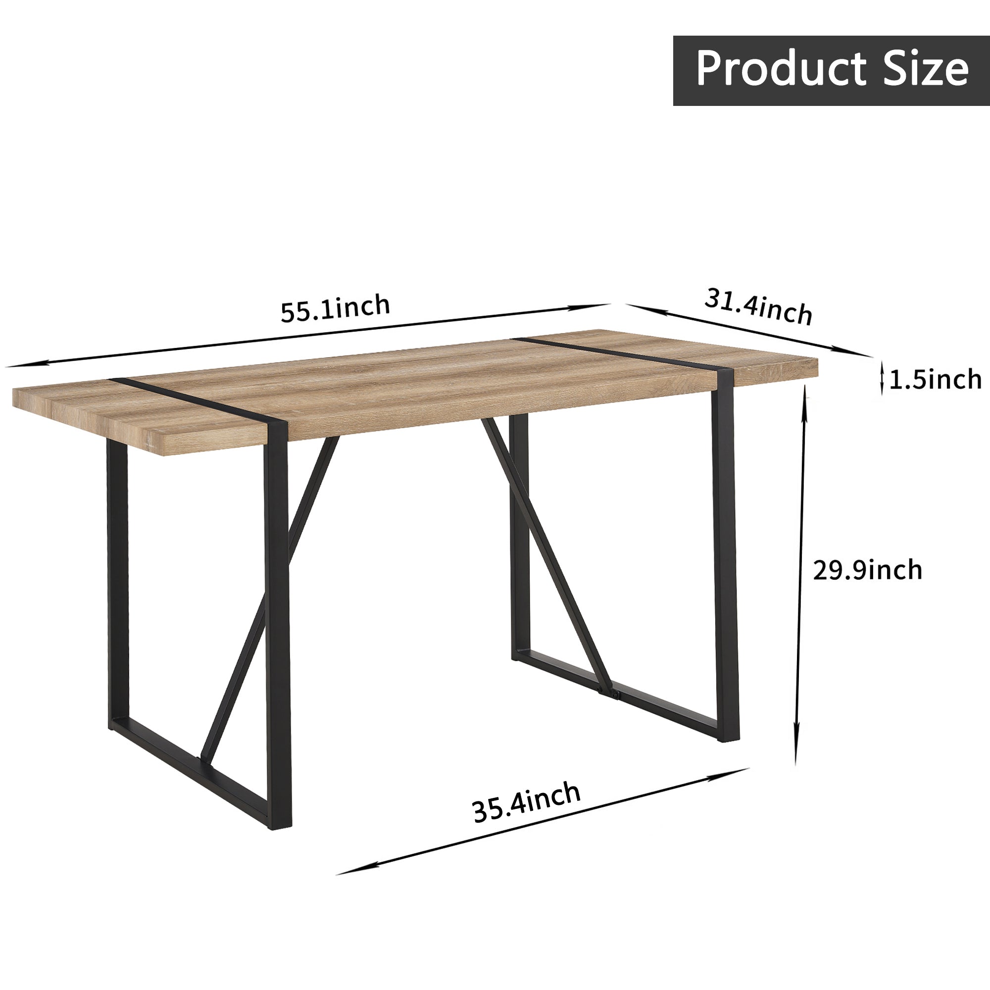 55" MDF Dining Table & 4 Suede Chairs Set