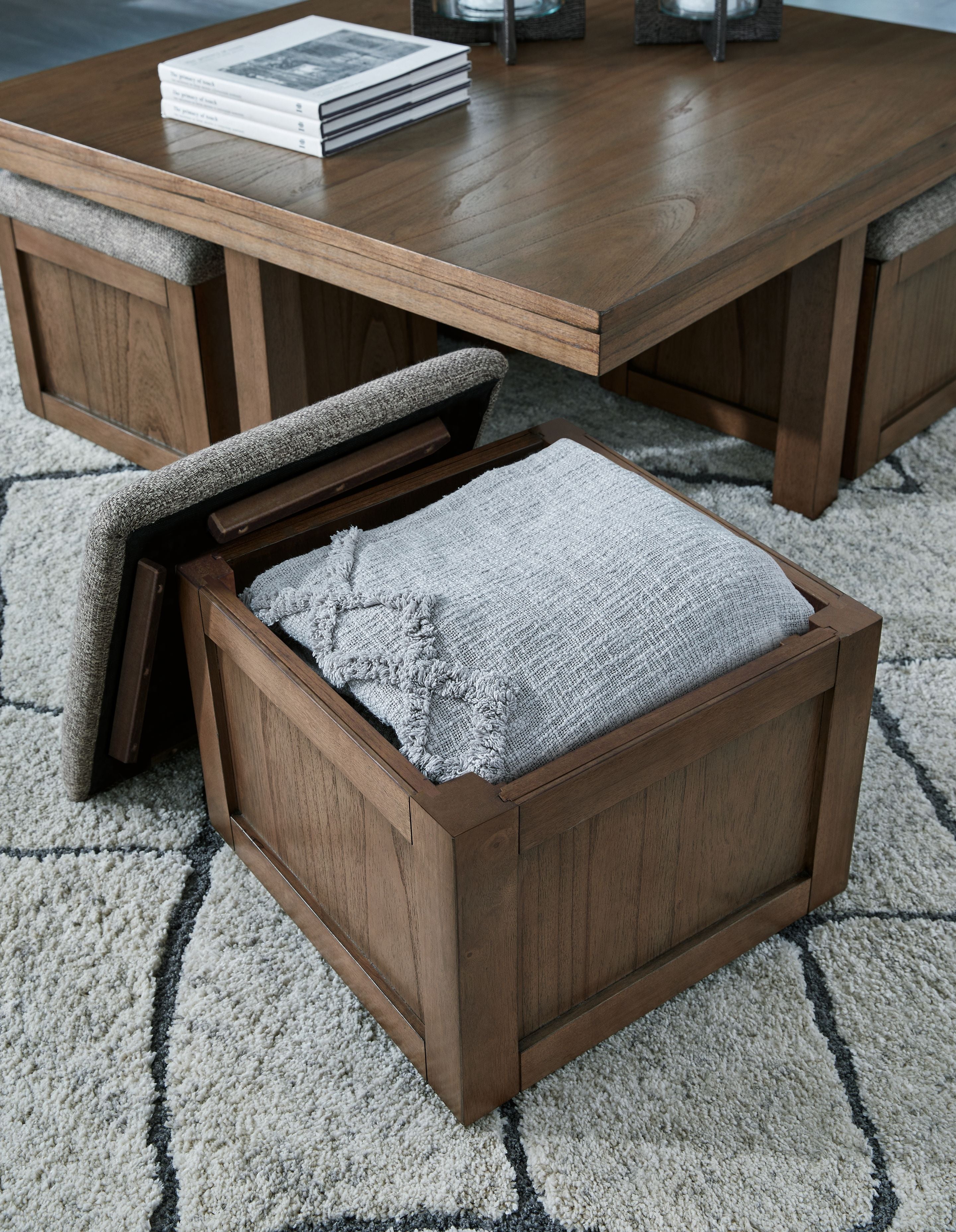 Boardernest Brown - Cocktail Table With 4 Stools (Set of 5)