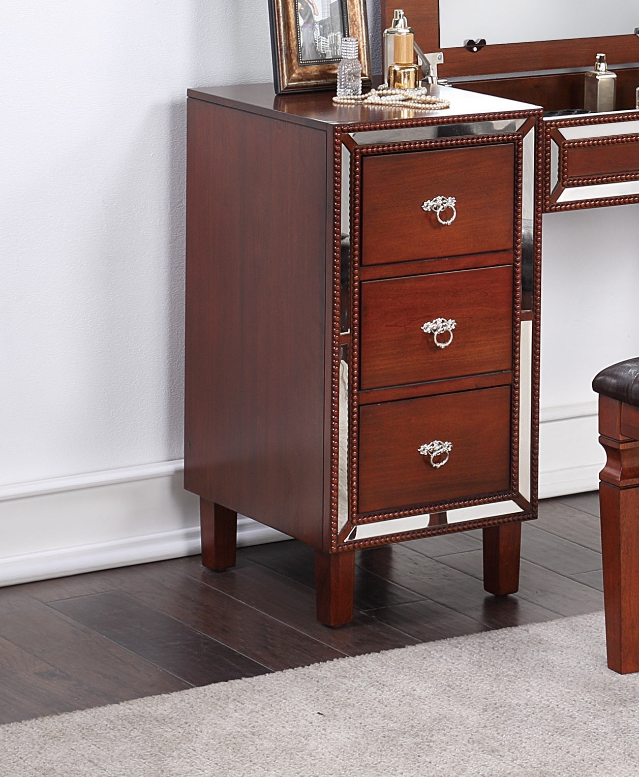 Cherry Vanity Set w/ Stool & Storage - Traditional (1 pc)