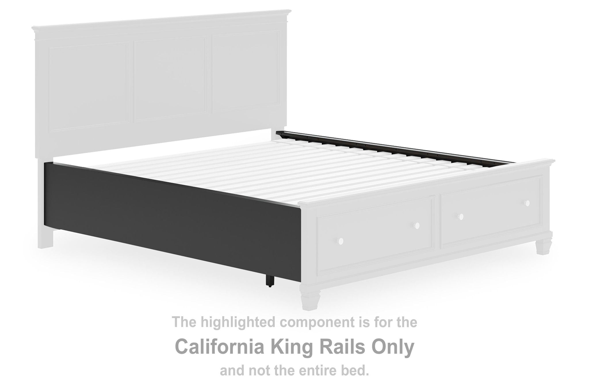 Lanolee California King bed rails, black, with mounting side panels