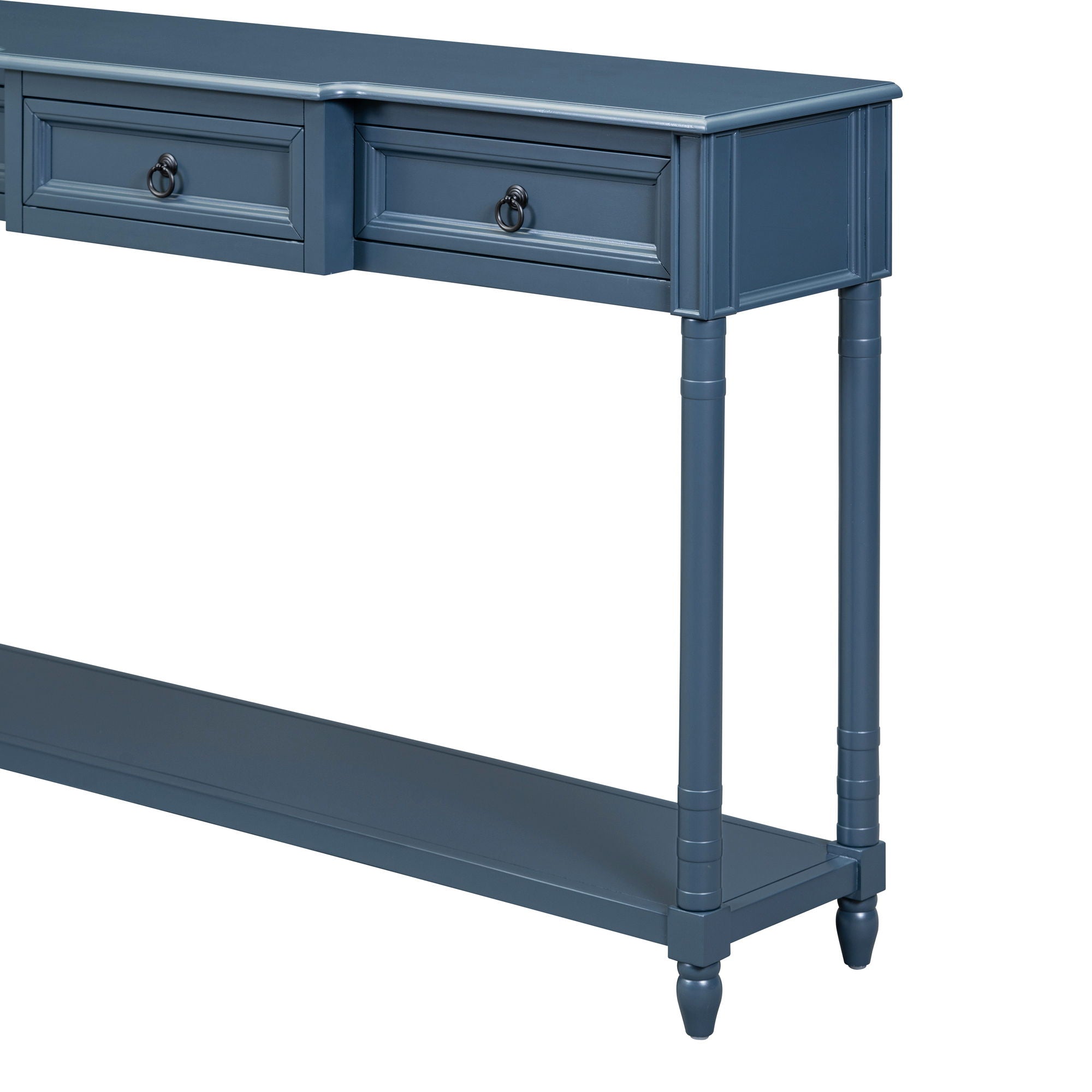 Trexm Console Table Sofa Table With Drawers For Entryway With Projecting Drawers And Long Shelf - Antique Navy