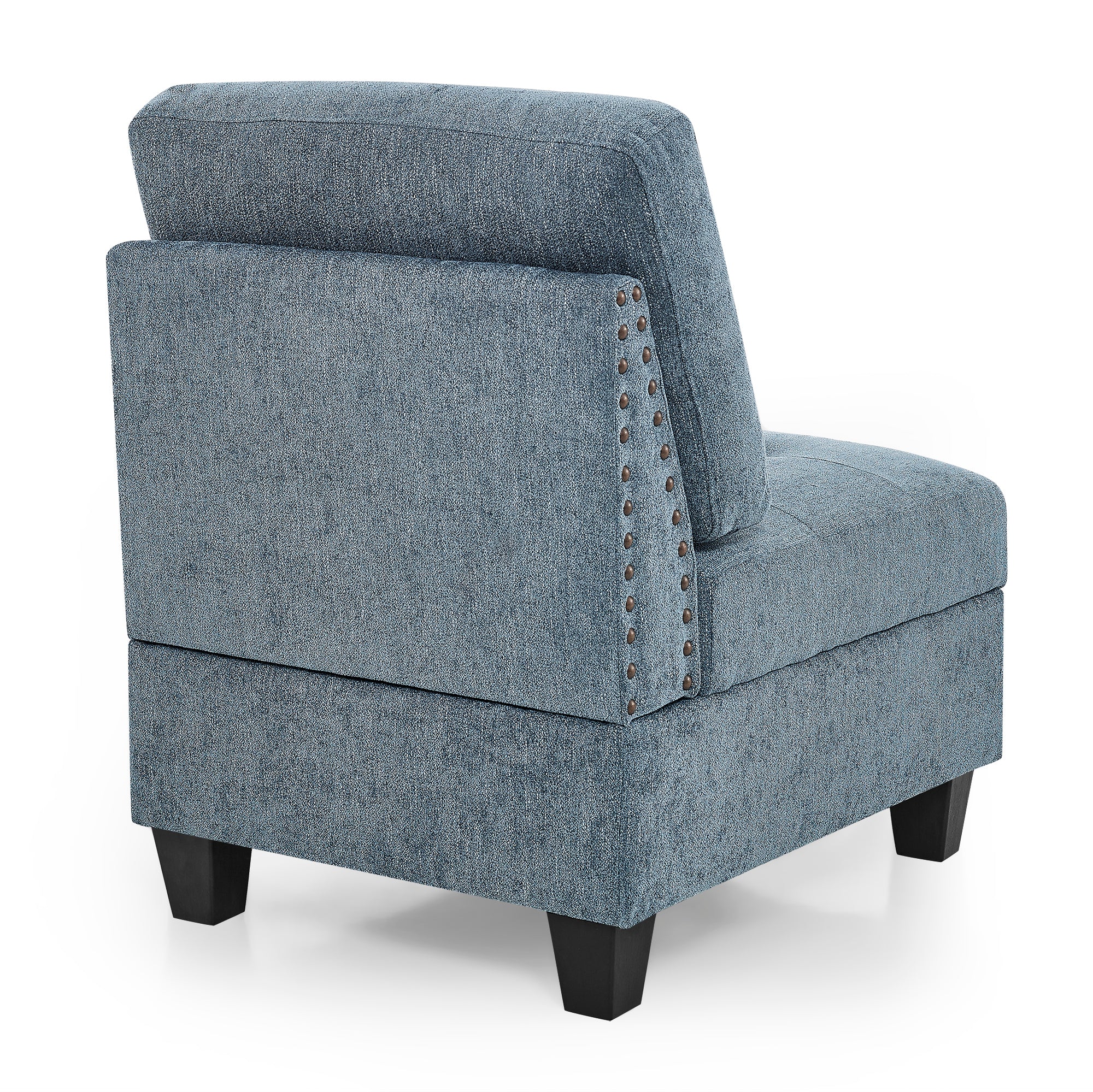 U-Shape Light Blue Modular Sectional Sofa | 7 Chairs + Ottoman