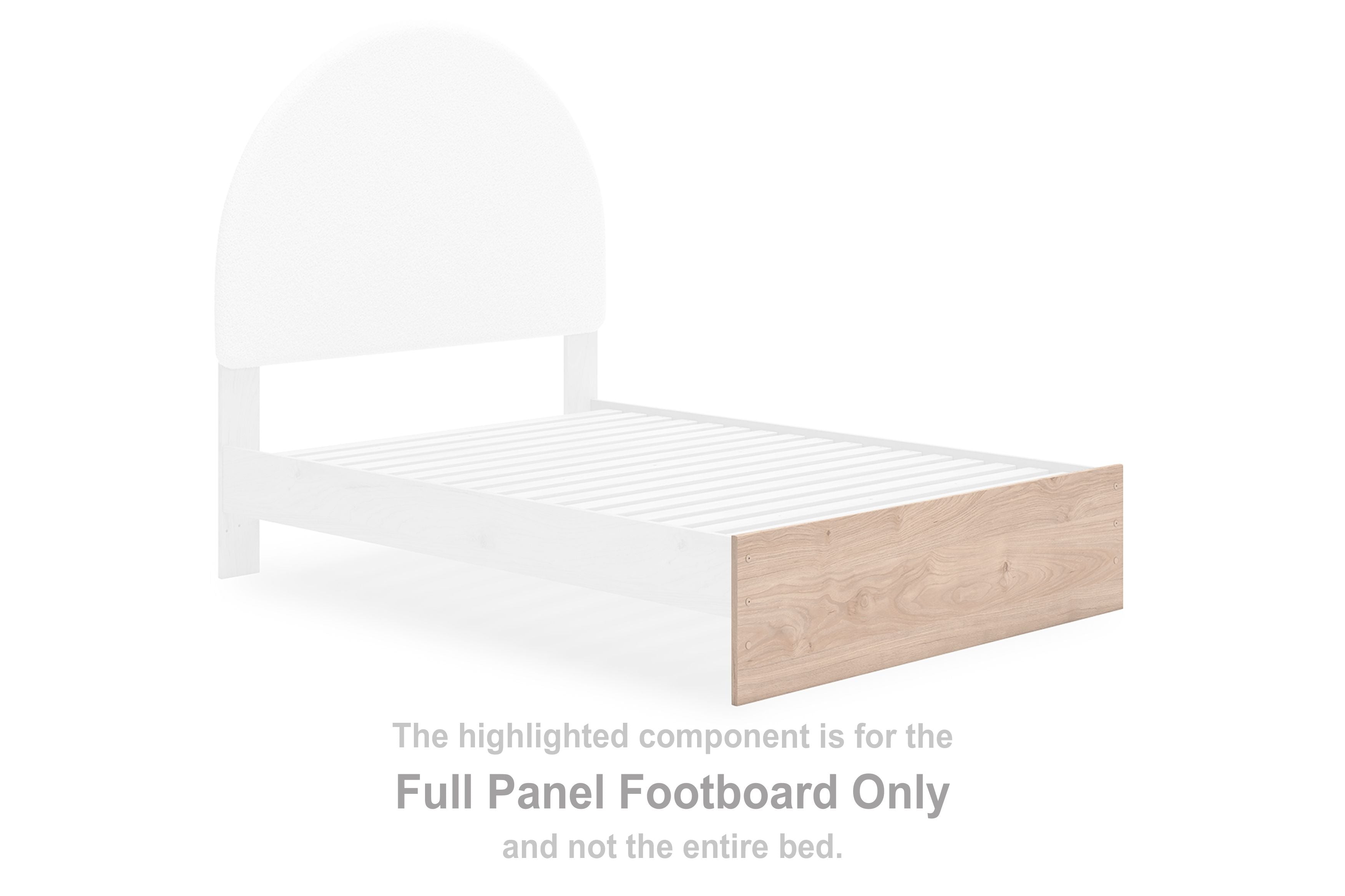Tan full panel footboard with vertical arch panel and horizontal base
