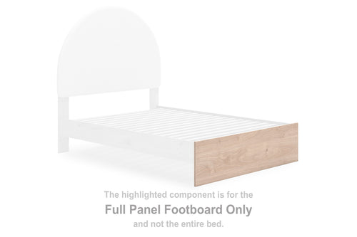 Tan full panel footboard with vertical arch panel and horizontal base