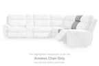 Pearl armless chair section highlighted, with padded back and seat cushions