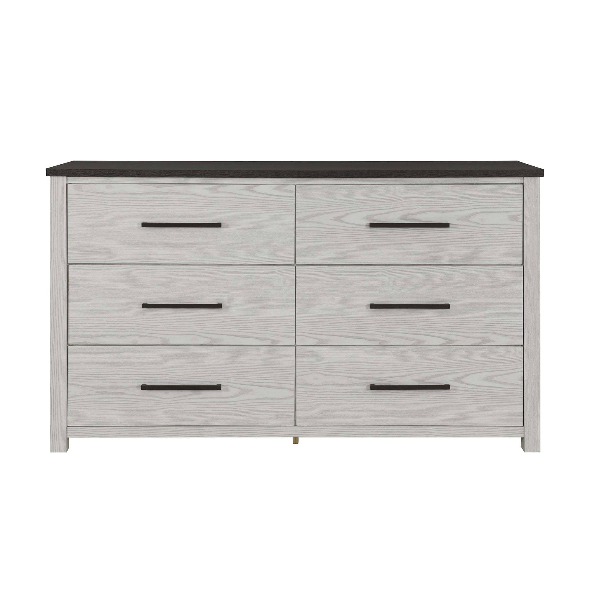 Avery Beige Dresser, Dark Top, Spacious Drawers, Rubberwood