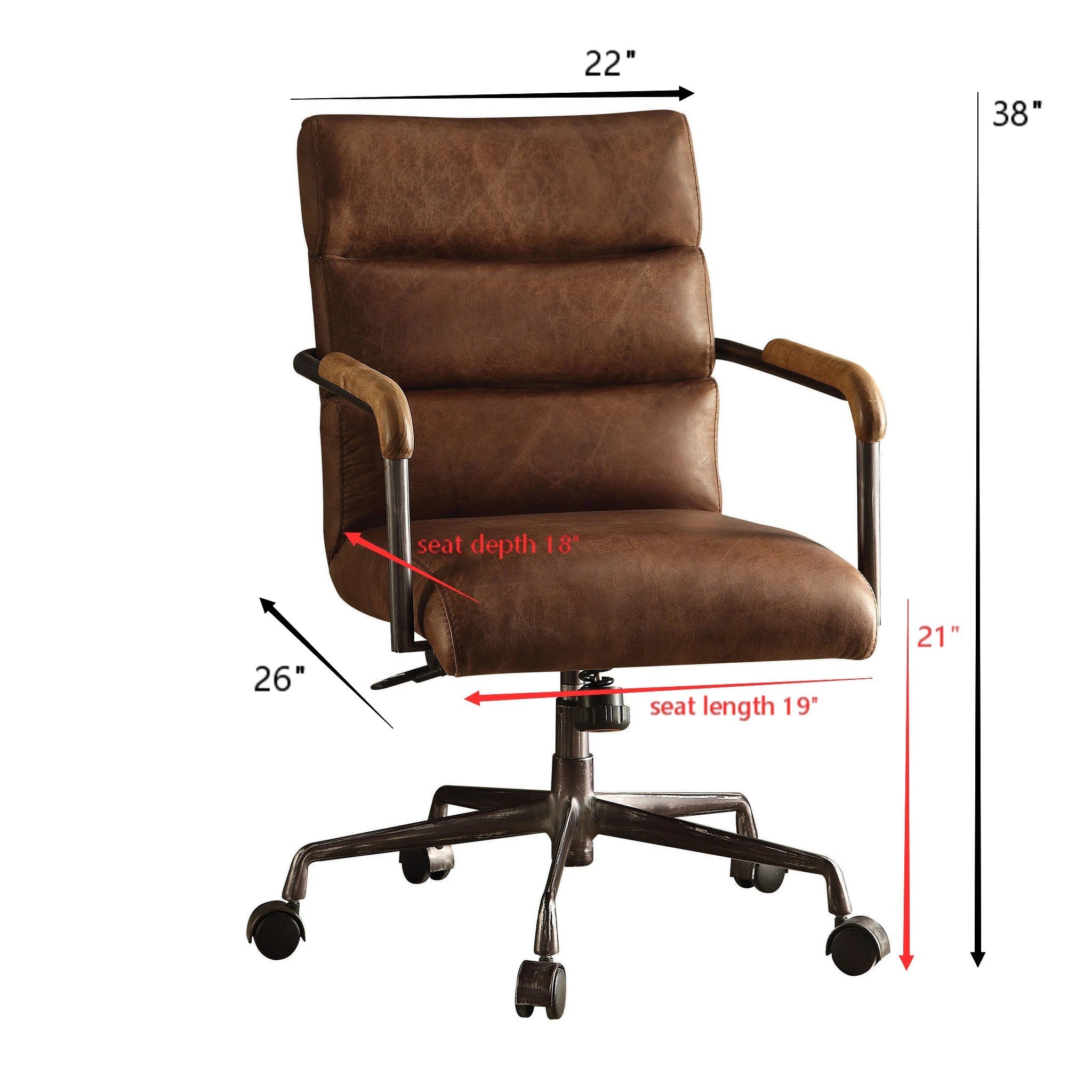 Harith Leather Office Chair - Retro Brown