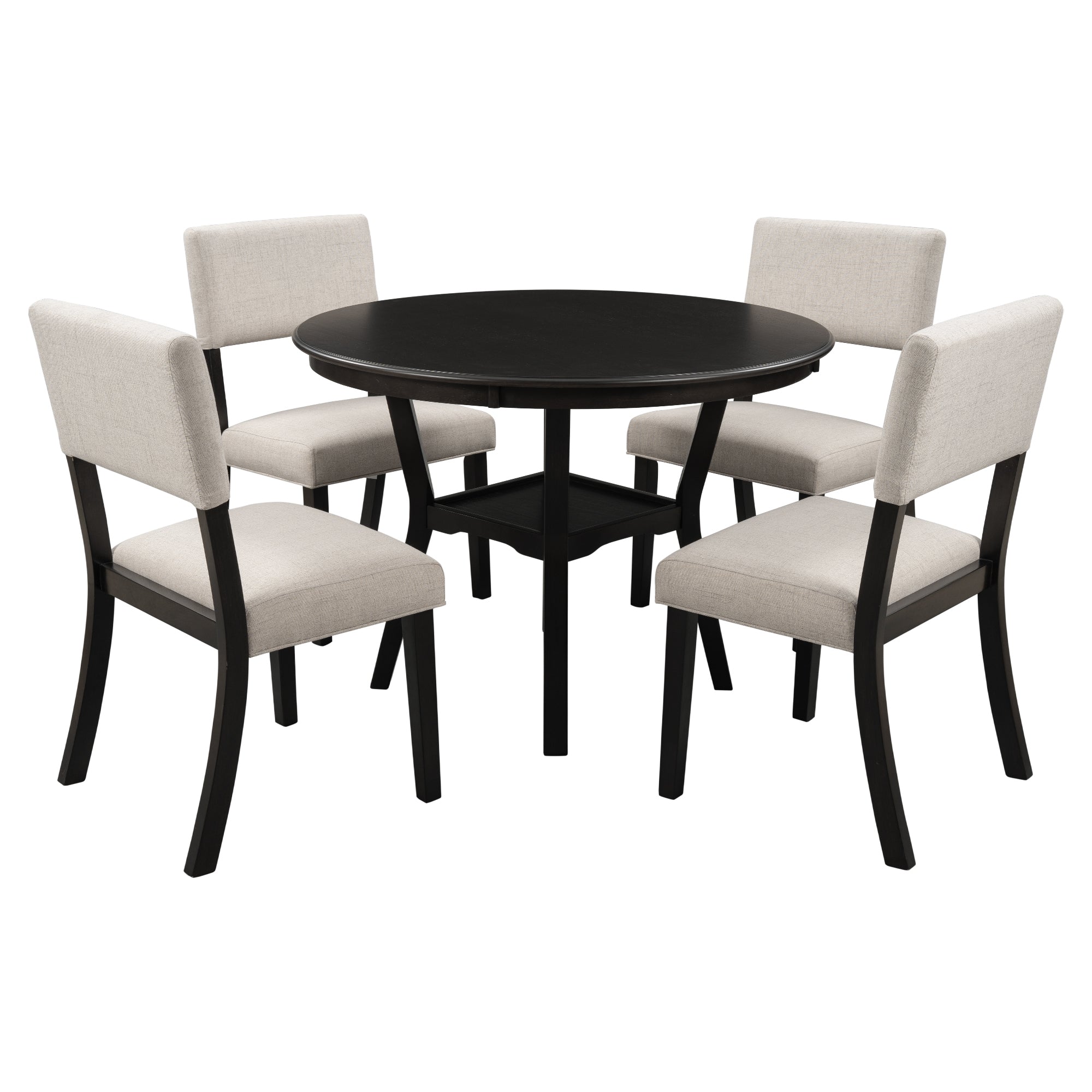 5-Pc Dining Set w/ Round Table & Chairs (Espresso)