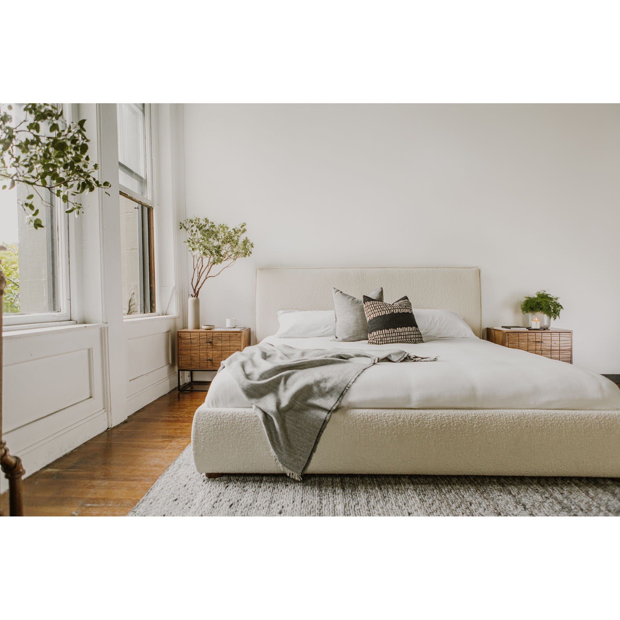 Recharge - Queen Bed Upholstery - White