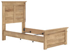 Light brown panel bed with under-bed mechanism visible through open frame