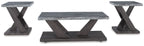 Occasional table set of 3 with weathered gray tabletops and dark gray cross legs