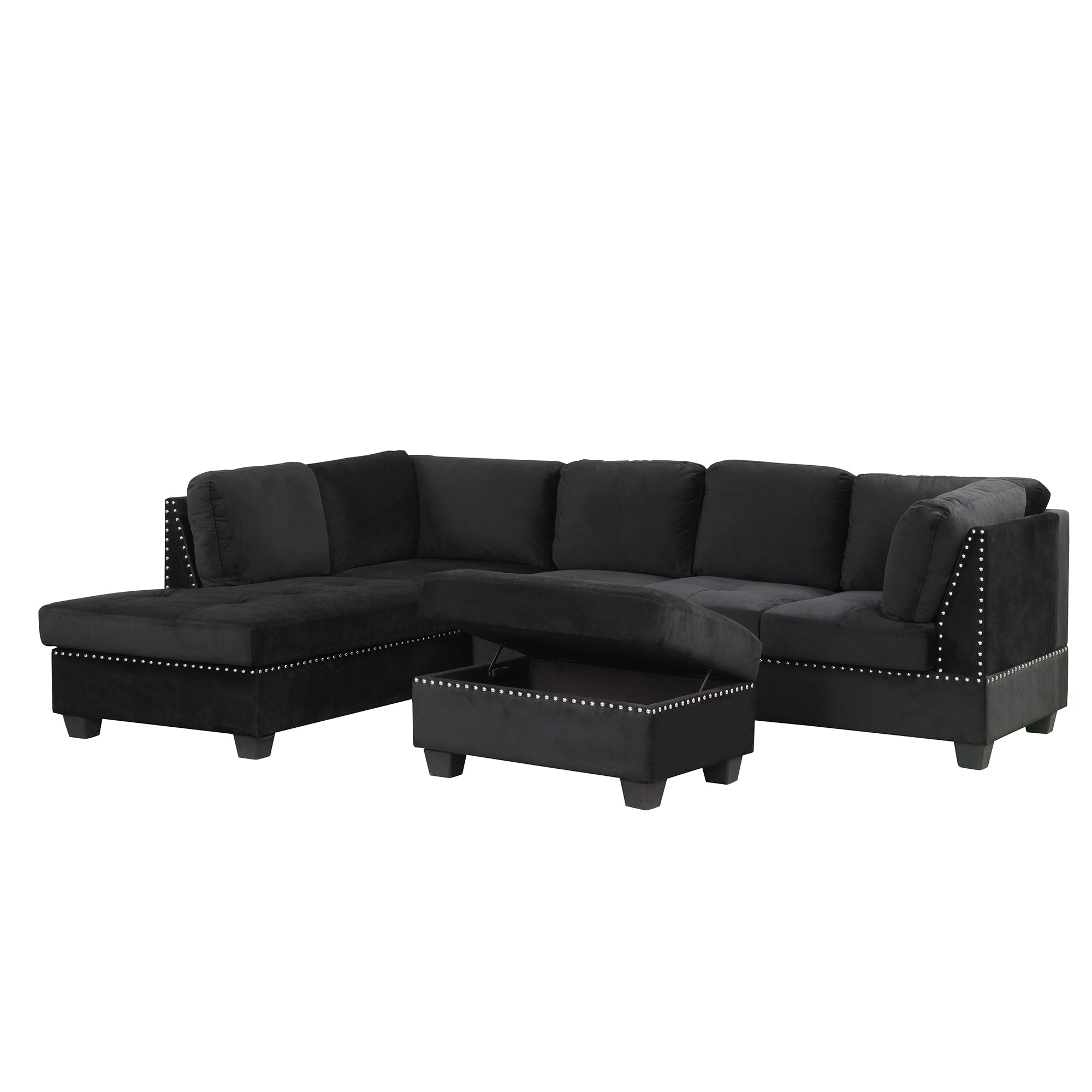 black velvet sectional sofa