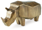 Antique gold elephant sculpture with raised trunk and textured body
