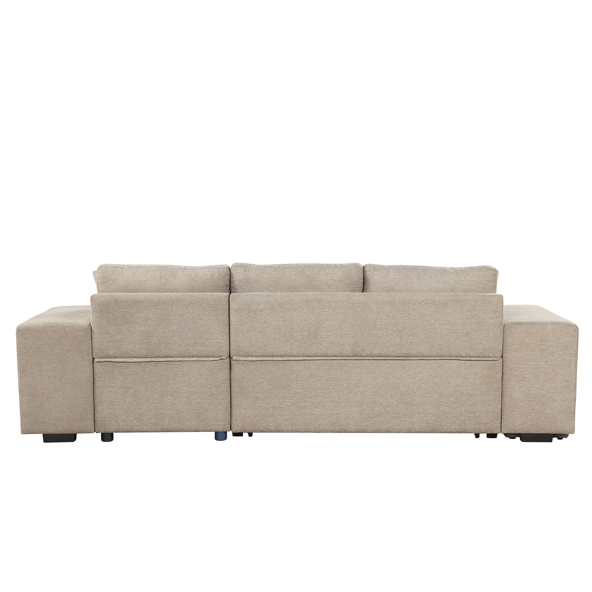 104" Brown Modern L-Shaped Sectional Sofa Bed with Storage-Sleeper Sectionals-American Furniture Outlet
