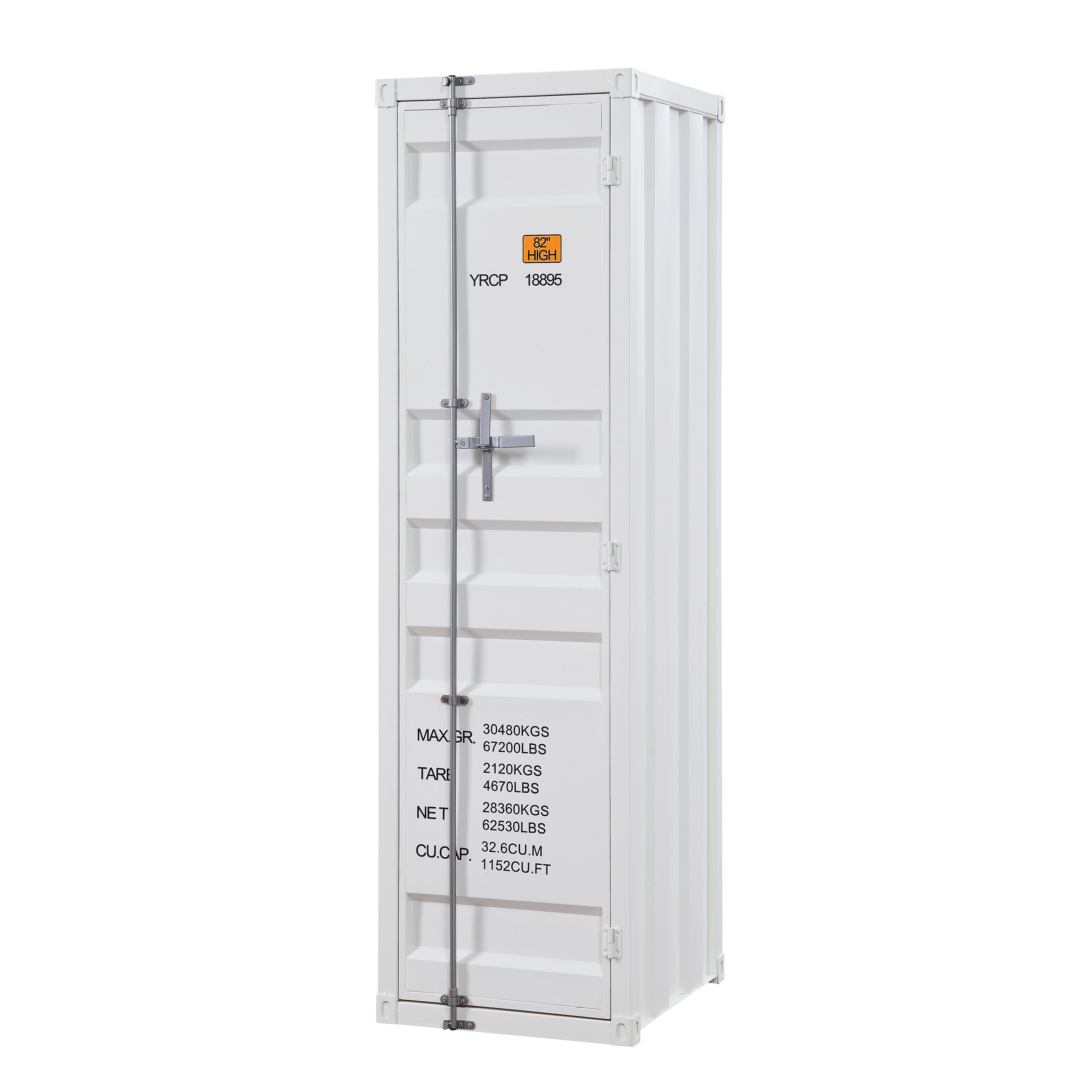 Elegant White Wardrobe: Full-Length Secure Container Lock