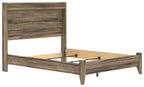 Panel bed frame with dark brown wood, open underside view and slat support