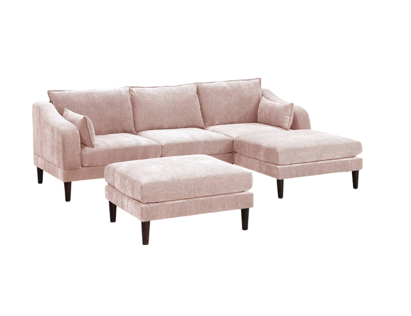 Contemporary Blush Pink 5-Pc Modular L-Shape Sectional