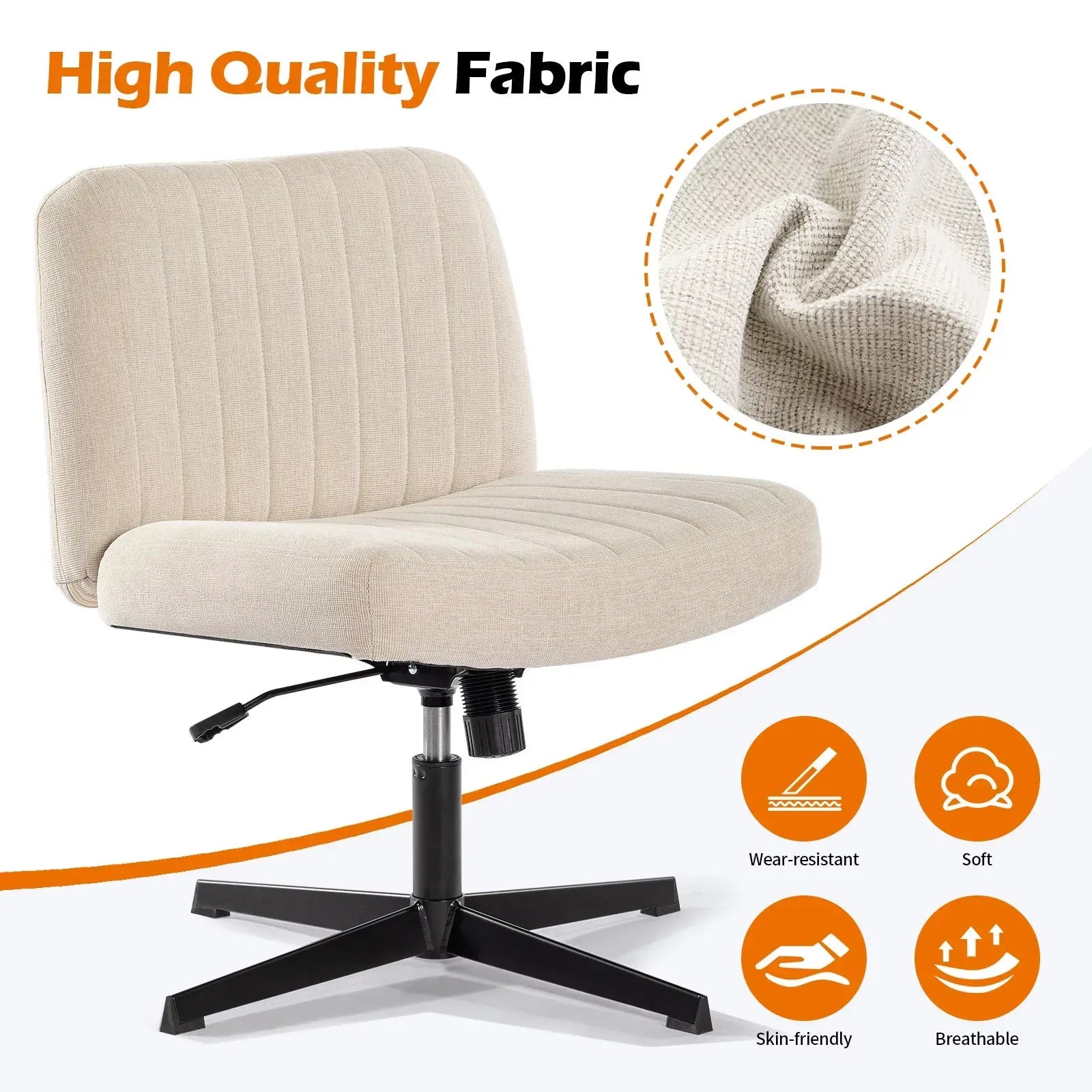 Wide & Comfy Armless Office Chair, 115° Rocking, Home & Office