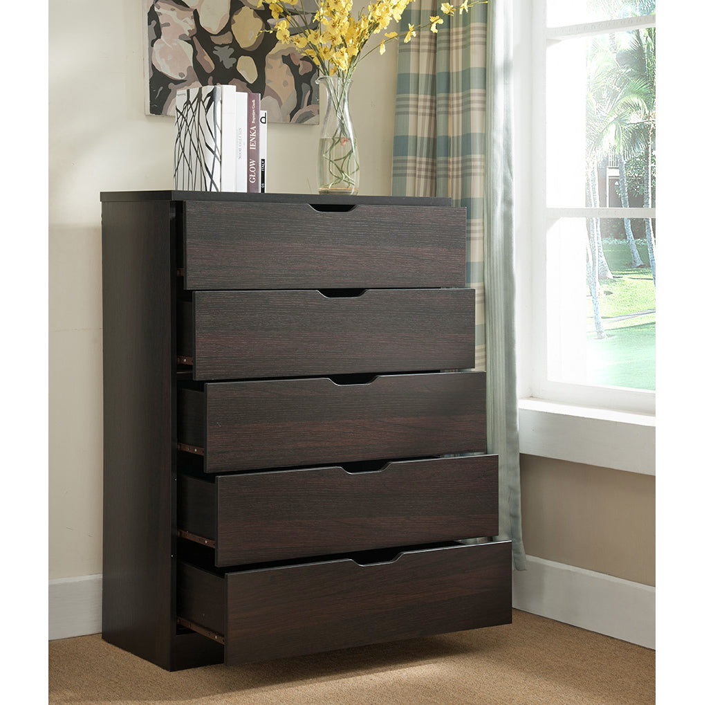 5 Drawer Chest, Red Cocoa Finish