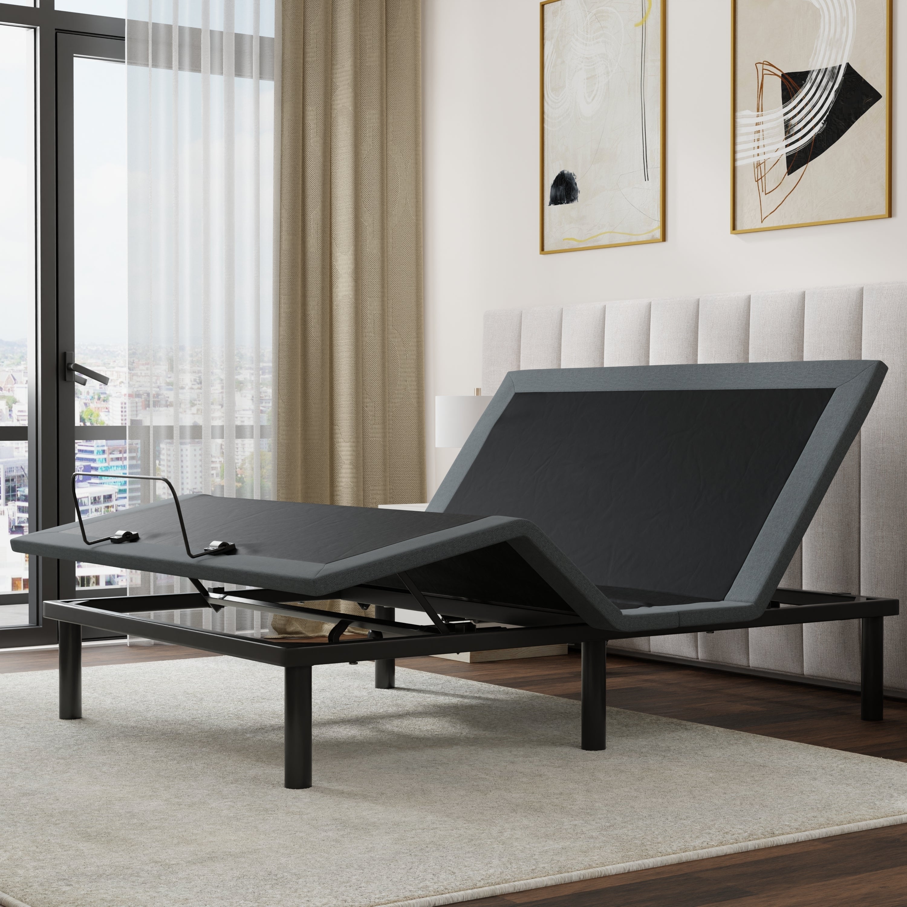 OS4 Black/Grey Queen Adjustable Bed Base: Head & Foot Positions